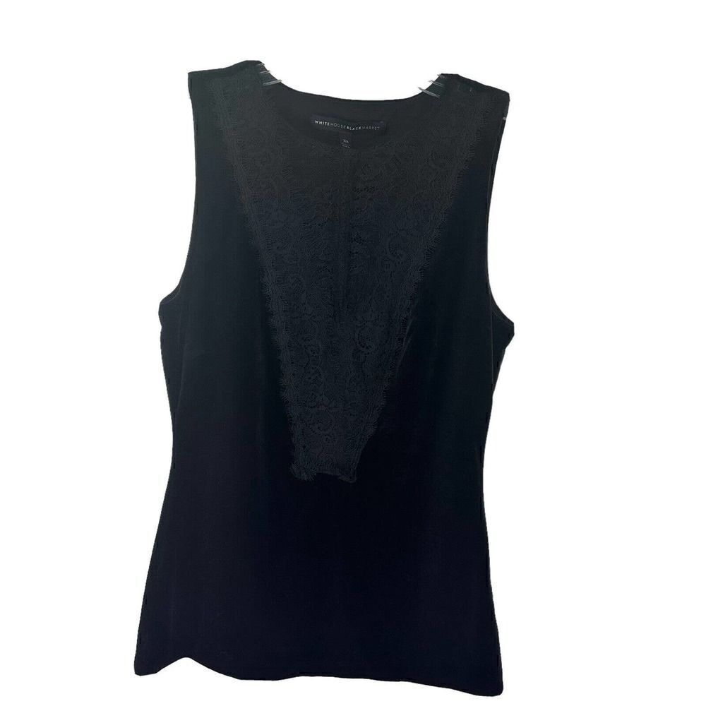 White House Black Market Top Black Velvet Lace Sleeveless Size XS Stretch Tank